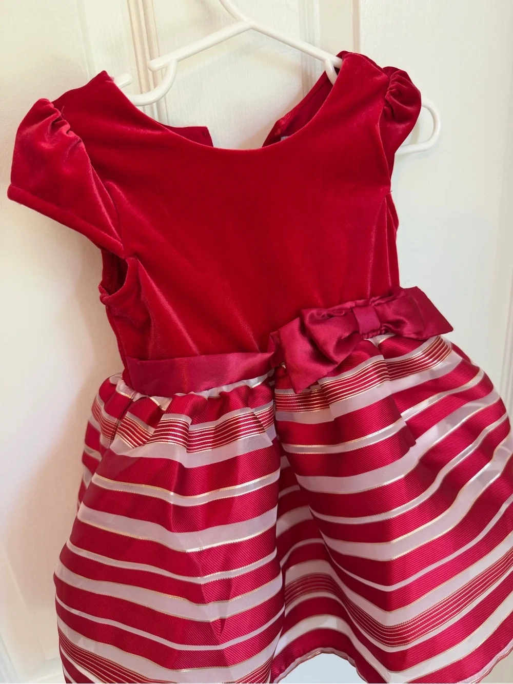 NWT The Children's Place Red Satin & Striped Organza Holiday Dress 12-18M